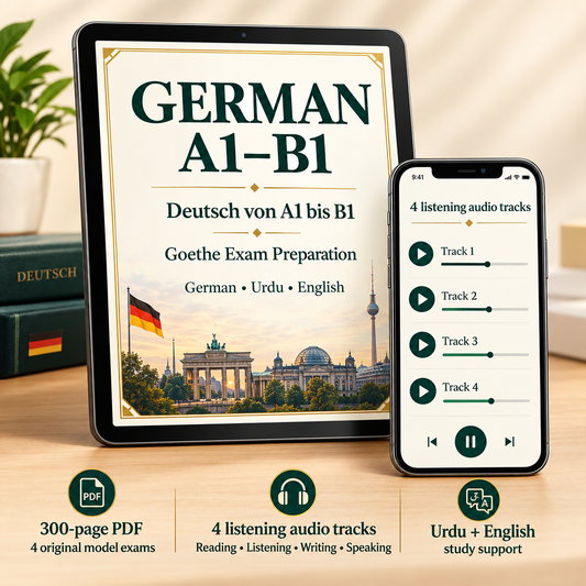 German A1–B1 Goethe Exam Prep Book | Urdu-English PDF + Audio